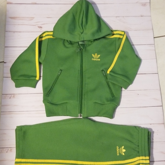 Adidas 2 PC pants set green and yellow